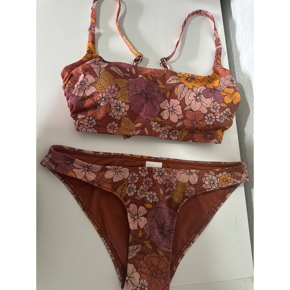 Xhilaration Floral Print Bikini Set Womens Size S Swimsuit Two Piece - Picture 11 of 13